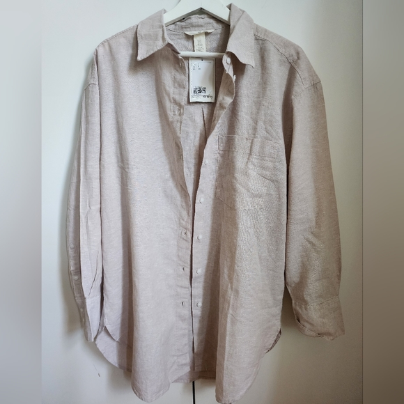 BNWT H&M Linen Cotton Blend Botton Down Shirt, US S - Picture 5 of 12